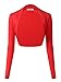 MsBasic Womens Versatile Open Front Lightweight Long Sleeve Bolero Shrug (Medium, Red)