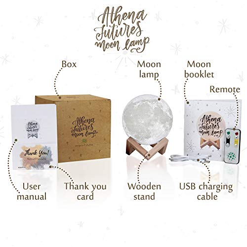 Moon Lamp Moon Light 3D Moon Lamp with Timer - Seamless - 3 Color Moon Night Light with Stand - Mood Lamp Book, Globe, Cool Lamp, USB Charging, with Wooden Stand, Box, Kids, Moonlight LED, 5.9 in - Thumbnail 2