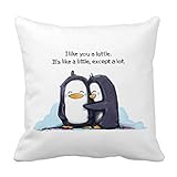 NicholasCGShopOnline C9532F Polyester Comfortable Pillowcase I Like You a Lottle Penguins 18 x 18 Inches