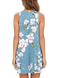 PrinStory - Vestido de verano para mujer, estilo casual, para playa, plisado, sin mangas