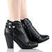 Breckelle's GAIL-22 Women's Belted Chunky Stacked Heel Ankle Booties, Black, 8