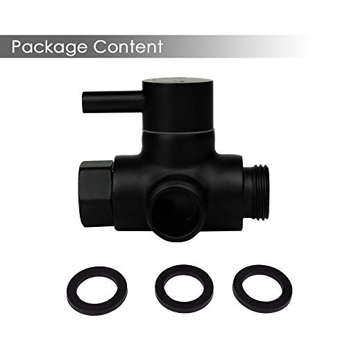 Stainless Steel Shower Arm Diverter Valve for Hand Held Showerhead and Fixed Spray Head,G 1/2 3-Way Bathroom Universal Shower System Replacement Part(Matte Black)