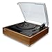 Toshiba TY-LP30T Vinyl Record Player Turntable: 7.7” 3-Speed Bluetooth Turntables - Stereo Speakers, Encoder (Wood)