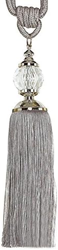 1 Pair Crystal Tassel Curtains Tiebacks Rope Curtains Buckle Holdbacks Tiebacks/Tassel Window Cotton Rope Tie Ball (Gray)