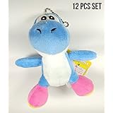 Super Mario 12pcs Yoshi Keychain Plush Toy Set (Blue)