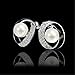 Scheppend Loop Gold Plated Black Paint White Crystal Rhinestone Pearl Earring Studs