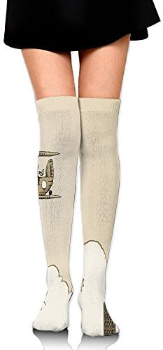 TRUSTINEEgyl Woman Cartoon Style Biplane Modern City Clouds High Rise Buildings Breathable Long Socks