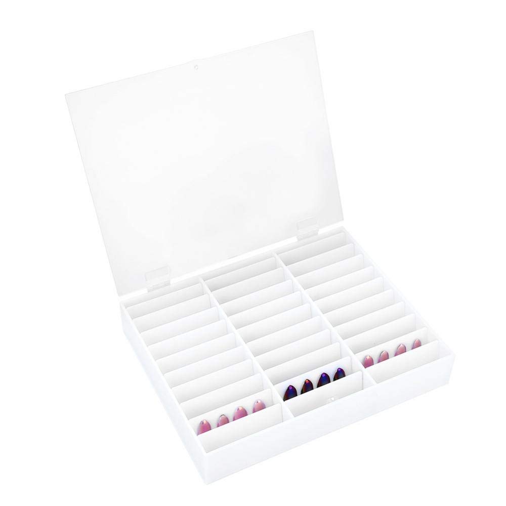 Nail Art Tips Display Box, Empty Nail Tips Storage Box Fake Nail Display Case Nail Tips Organizer Holder Nail Decoration Container(White)