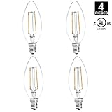 HERO-LED B10-DS-2W-WW27 Dimmable B10 E12 2W Candelabra Style LED Filament Chandelier Light Candle Bulb, 25W Equivalent, Warm White 2700K, UL-Listed, 4-Pack