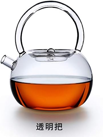 CNeuaiL Elegant 800ml Glass Boiling Kettle Heatable Borosilicate Glass Pot Kitchen Girder Kettle with Colorful Handle,Transparent