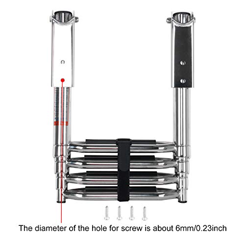 image for DasMarine 3 Step Ladder 316 Stainless Steel Telescoping Ladder, Telesc