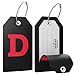 Shacke Initial Luggage Tag with Full Privacy Cover and Stainless Steel Loop - Black (Letter D)