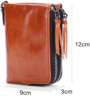 Women's Small Genuine Leather Bifold Wallet with Zipper Pockets Compact Cards Holder Wallet