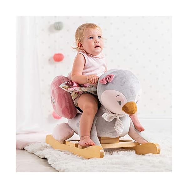 Nattou Schaukeltier Pinguin Sasha, 60 x 30 x 45 cm, Pauline und Sasha, Hellgrau/Rosa – Bild 3