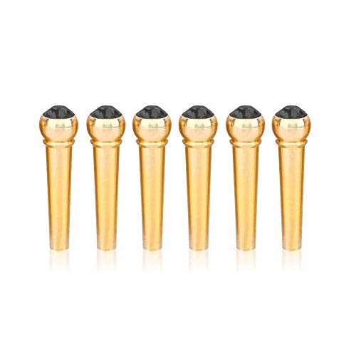 Vencetmat String Acoustic Guitar Copper Bridge With Gemstone inlay 6pcs Guitar Bridge Pins (6Pcs, Elegant black)