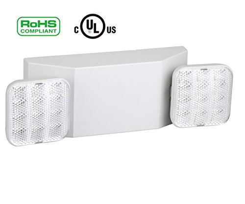 Ainfox 6Pack LED Emergency Exit Light, Dual Head Hardwired with Battery Back-up Ultra Bright 120V/277VAC White (6 Pack) - Thumbnail 5