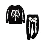 Mud Kingdom Glow In The Dark Kids Skeleton Home Clothes Sets