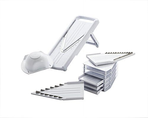 Cook Pro 9-Piece V Shape Blade Mandolin Slicer w/interchangeable blades - White (Certified Refurbished)