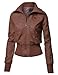 LE3NO Womens Edgy Faux Leather Zip Up Bomber Jacket with Front Pockets