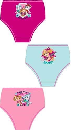 Undercover Ltd Girls 100% Cotton Paw Patrol Briefs Hot Pink, Mint, Pink Age 18-24