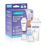 Lansinoh Breastmilk Storage Bags with Pump Adapters for Bags, 50 count