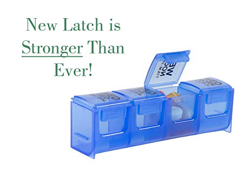 GMS 7 Day Pill Organizer Tray - Large with Removable Daily Pill Boxes with 4 Compartments Each for Storing and Organizing Medications and Pills - Blue