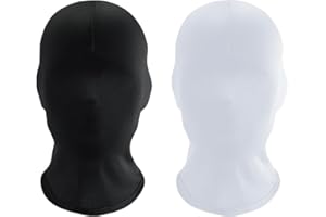 UUYYEO 2 Pcs Full Face Mask Cover Faceless Skin Masks Halloween Cosplay Spandex Hood Mask for Unisex Cosplay Black White