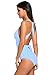 Shawhuwa Womens Sexy Retro V Neck Strappy One Piece Swimsuit Bathing Suit L Light Blue