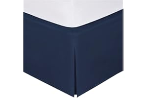 MK HOME Mk Collection Solid Pleated Bed Skirt 14" Drop New (Full, Navy Blue)