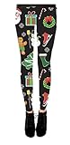 Holiday Symbols All Over Black Juniors Ugly Christmas Leggings