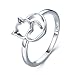 WOSTU 925 Sterling Silver Cat Rings Women Silver Rings Kitty Rings for Girls Valentine’s Day Birthday Gifts for her