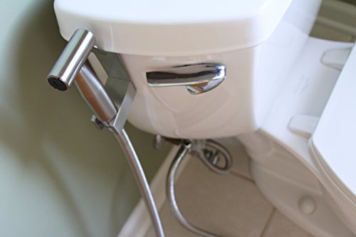 SmarterFresh SF-B80H Held, Premium Brass Diaper Shattaf-Complete Set Shower, Hand Bidet Toilet Attachment Sprayer, Silver