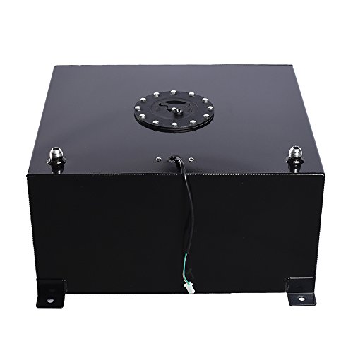 SUNROAD 15-Gallon Fuel Cell Gas Tank Aluminum Polished Racing Street Drift Strip Fuel Cell Tank with Level Sender Foam Black - Thumbnail 2