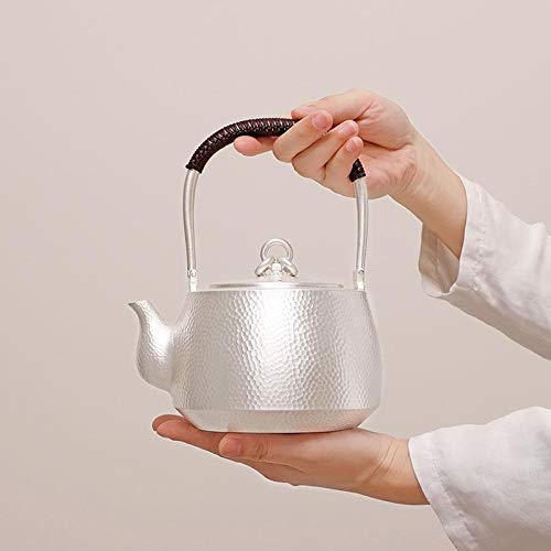 HKRSTSXJ Sterling Silver bollitore a Mano 925 Grande capacità Teiera Lifter teiera d'Argento Tea Set Pot - immagine 3