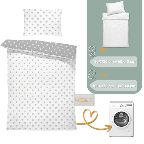 Totsy Baby Duvet Cover 90 x 120 cm Cotton – Reversible Duvet Cover Set 90 x 120 cm & Pillowcase 40 x 60 cm with Zip – Baby Boys' Baby Bedding Oeko-Tex Africa