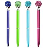 MengRan Colorful Pens with Big Ball Diamond/Crystal/Jewel/Gem-Wedding Pen-Cute Bling Fancy Metal Ballpoint Pens Colored Office/School/Desk Supplies for Women -Black Ink (4 Colors)