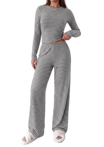 PRETTYGARDEN Lounge Sets for Women Fall 2 Piece Knit Matching Striped Set at Amazon