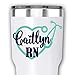 Vinyl Decal - RN CNP CNA BSA Nurse Heart Stethoscope with Name Sticker for Tumblers Laptops Cars Planners Etc