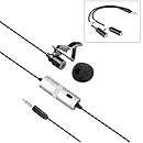Movo LV1 Lavalier Lapel Clip-on Omnidirectional Condenser Microphone with Headphone Monitoring for DSLR Cameras, Camcorders, iPhone and Android Smartphones (Silver)