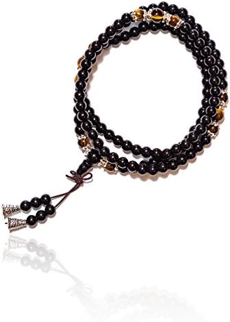 Bijoux Supply Tiger Eye Tibetan Buddha Religious Yoga Meditation Prayer Beads Wrap Bracelet Necklace