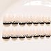 Yean 24Pcs/Set Bridal False Nails Set Full Cover Short Square French Nude Pink and Black Fake Nail Tips with Design Press on Nails with Glue and Adhesive Tab for Women and Girls