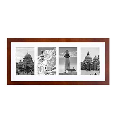 Adeco decorative 4-opening walnut color wood wall hangi…