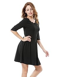 Apperloth vestido sólido de media manga para mujer, cuello alto, cóctel, fiesta, skater