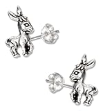 Sterling Silver Mini Little Donkey Earrings on Posts