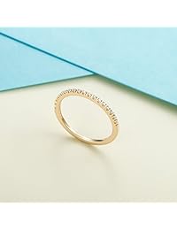 Anillo de boda de oro de 14 quilates con micropavé de diamantes para mujer, 0.059 in