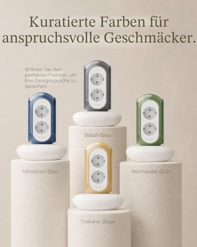 Steckdosenturm Mehrfachsteckdose 6-Fach mit Schalter, 3680W/16A, 1420J Überspannungsschutz, 2 m Kabel, 479g Standfuß, Überlastschutz, 850°C Gehäuse, Büro & Schlafzimmer (Basaltgrau)