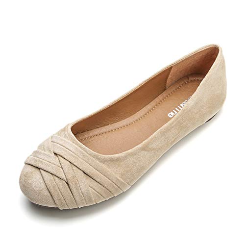 Meeshine Women's Comfortable Bow Point Toe Flat Pumps Slip On Shoes（Weaving Nude US 9 - Thumbnail 7