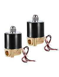 uxcell - Válvula solenoide eléctrica de latón de 12 V CC, normalmente cerrada, 2 unidades