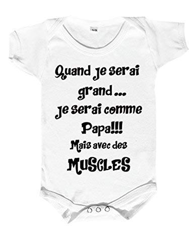 Body Bebe Humour Message Humoristique Pour Papa Body Bebe Personnalisable Comme Papa Mais Avec Des Muscles Body Coton Bodies Bebe Humour Produits Handmade Bebe Et Puericulture