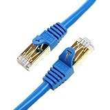 Tera Grand - 14FT - Premium CAT7 Double Shielded 10 Gigabit 600MHz Ethernet Patch Cable for Modem Router LAN Network, Gold Plated Shielded RJ45 Connectors, Faster Than CAT6a CAT6 CAT5e, Blue